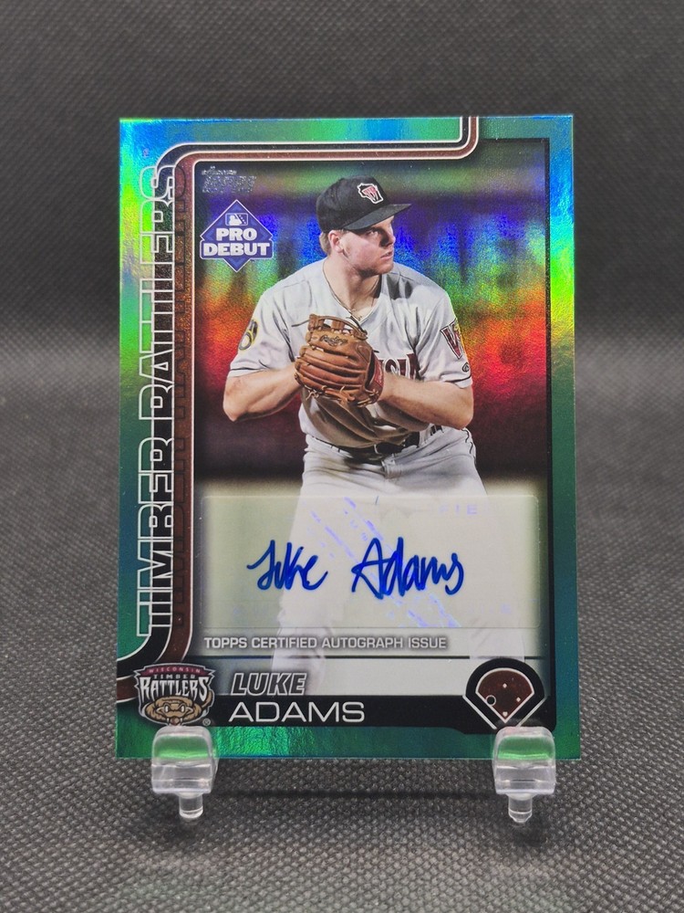Luke Adams 2025 Topps Pro Debut Green Foil AUTO 19/99 #PD-69 BREWERS