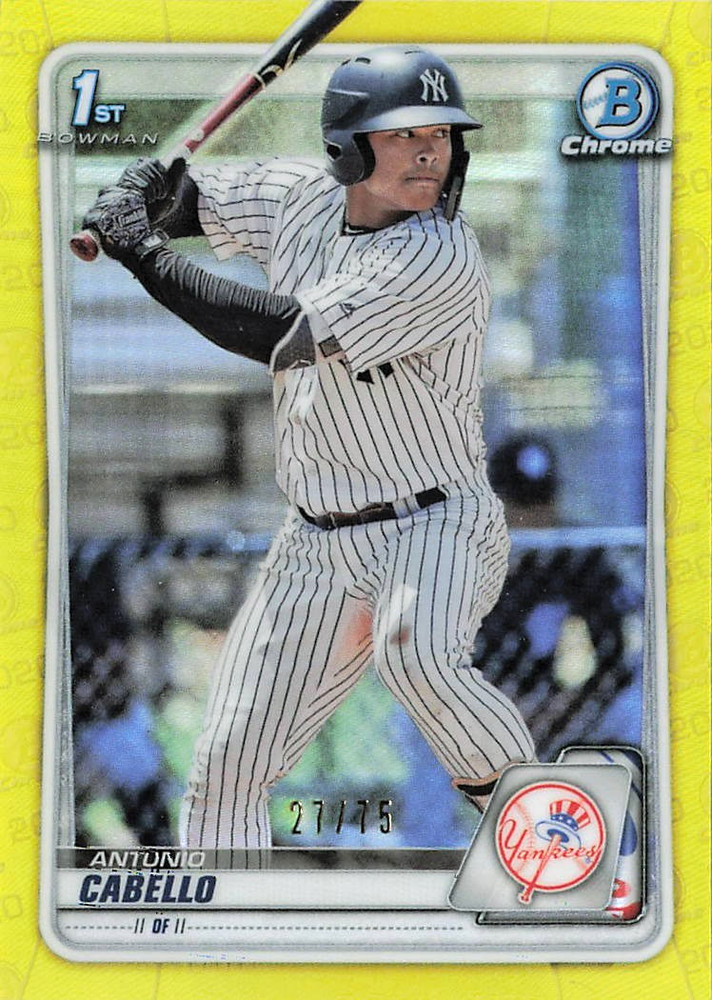 2020 Bowman – Chrome Prospects Antonio Cabello #BCP-85 Yellow Refractor /75 (RC)