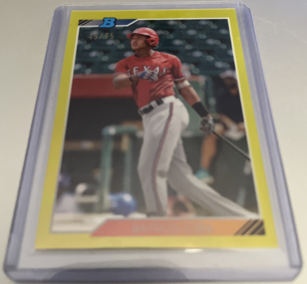 2020 Bowman Heritage Bayron Lora CHROME YELLOW REFRACTOR SP – #&rsquo;d 49/75 (CL5)