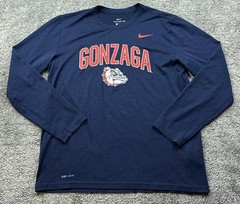 Gonzaga Bulldogs Shirt Mens Large Blue NCAA Basketball Nike Dri-FIT Long Sleeve