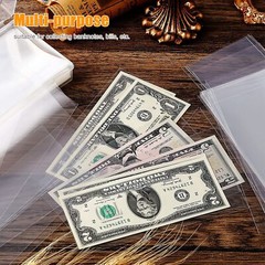 200Pcs Currency Sleeves Paper Money Bill Holder Banknote Storage Protector Case
