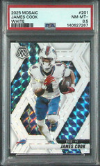 2025 Panini Mosaic James Cook White Mosaic Prizm /25 PSA 8.5 Bills