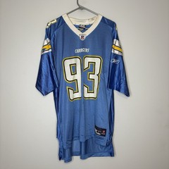 San Diego Chargers Jersey Mens L Blue Reebok NFL Football Luis Castillo #93 VTG