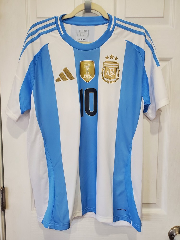 Adidas Men&rsquo;s Argentina 2024 Messi 10 Home Jersey AFA Copa America Men Sz L FIFA
