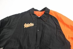VTG Starter Diamond collection mens XXL black and orange Orioles button jacket