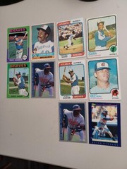 LOT OF 10 VINTAGE ATLANTA BRAVES CARDS RALPH GARR DUSTY BAKER DEION SANDERS FAST