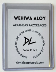 Wehiwa Aloy Gold Plated Artist Signed « Arkansas Razorbacks » Trading Card 1/1