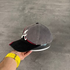 Vintage Annco Atlanta Braves Hat Split Bar Swirl Jagged Edge Embroidered