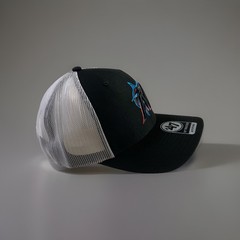 MIAMI MARLINS BLACK 47 TRUCKER ADJUSTABLE MESH SNAPBACK Hat Cap