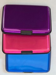 Aluminum Credit Card Holder Small RFID Blocking Wallet **Pink, Blue, or Purple