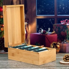Bamboo Index Card Holder with Dividers