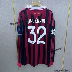 David Beckham 32 AC Milan 2009/10 UEFA Champions League Long sleeve Jersey M