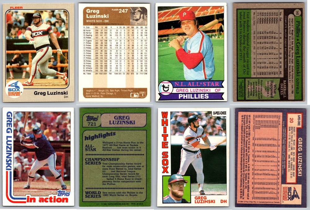 Greg Luzinski 4 Card Collectors Lot – Philadelphia Phillies / Chicago White Sox