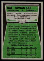 Bivian Lee, 1975 Topps, #47, New Orleans Saints,