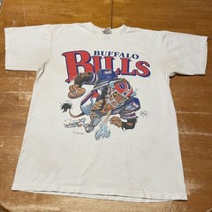 Reprint 1980s Buffalo Bills Jack-Davis Cartoon White T-Shirt classic NH11412