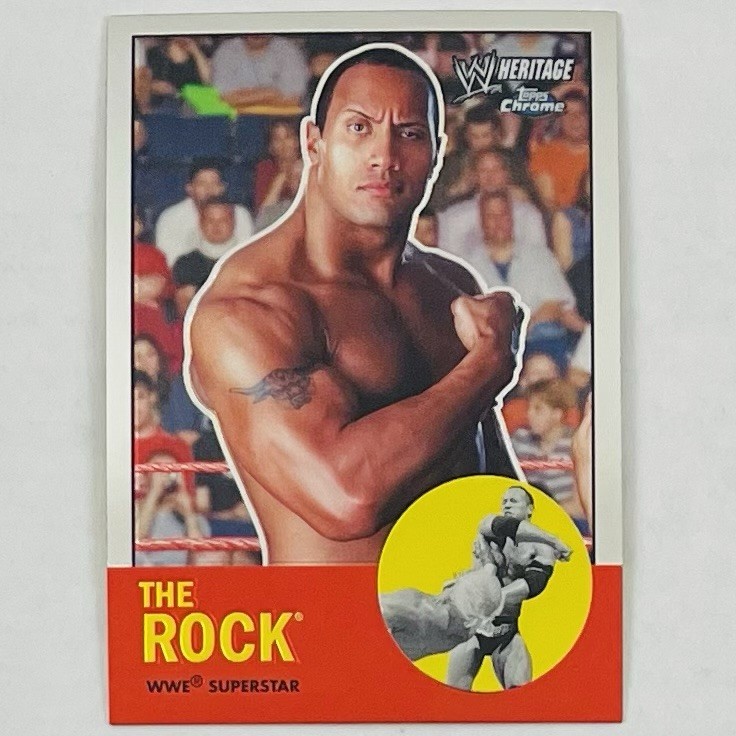 The Rock Dwayne Johnson 2007 Topps WWE Heritage Chrome #10 1963 Topps Design