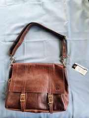New Notre Dame Fighting Irish Brown Leather Messenger Bag Laptop Satchel NWT