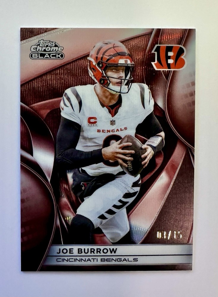 2025 Topps Chrome Black Joe Burrow Rose Gold Refractor /15 Cincinnati Bengals