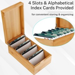 Bamboo Index Card Holder with A-Z Dividers