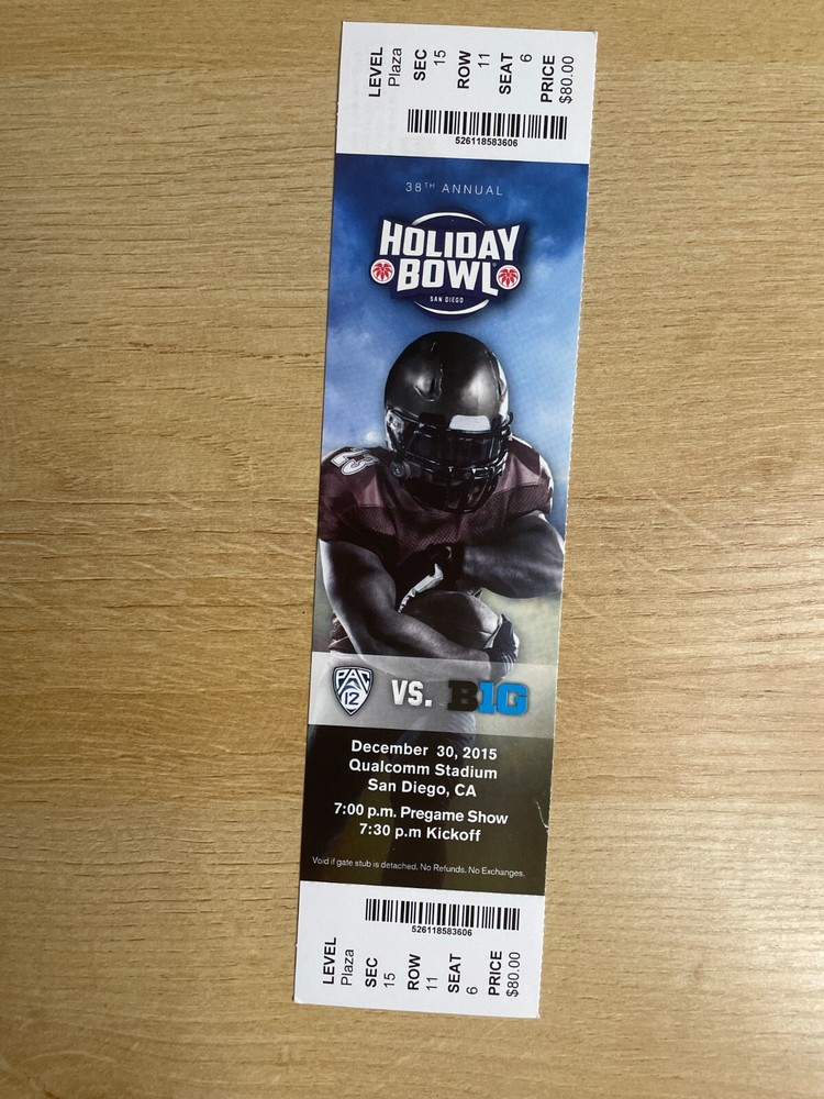 2015 Holiday Bowl USC Trojans Vs. Wisconsin Badgers Football Ticket B2540
