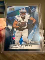 2025 Topps Chrome Black Amon-Ra St. Brown Blue Refractor 76/150 #35 Lions