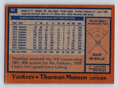 1978 Topps #60 Thurman Munson