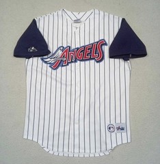 RARE VTG 1997-01 Anaheim Angels Pinstripes Baseball Jersey Majestic USA Made SzM