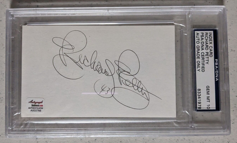 RICHARD PETTY Signed Index Card SLAB NASCAR PSA / DNA Gem Mint GM 10 78