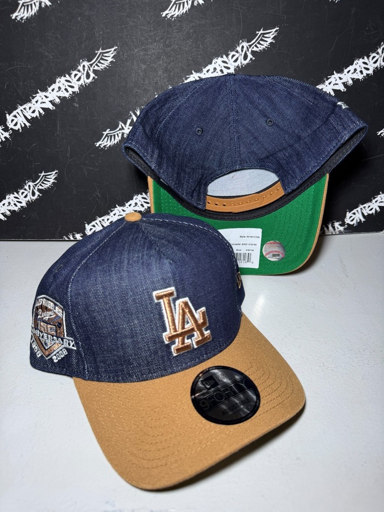 NWT New Era 9Forty Los Angeles Dodgers 60 Years LA Denim A-Frame Snapback Hat