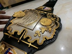 Awa Lawler heavyweight championship belt,4mm Zinc ,Dual plated, Leather strap