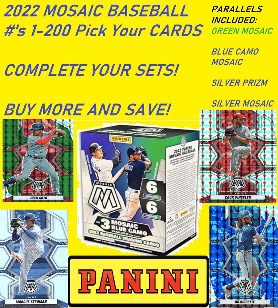 2022 Panini Mosaic BASE & PARALLELS Baseball RC (1-200) – Complete Your Set