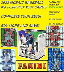 2022 Panini Mosaic BASE & PARALLELS Baseball RC (1-200) – Complete Your Set