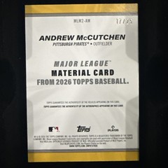 Andrew McCutchen Pittsburgh Pirates Auto 17/25 Game Used Memorabilia #MLM2-AM