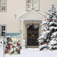 Winter Snowman Garden Flag 12×18 Flags Vertical inches, White