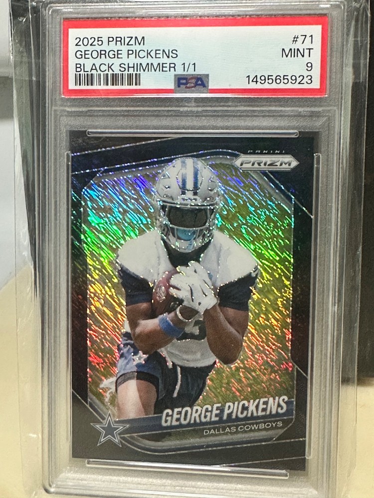 2025 George pickens Panini Prizm Black Shimmer 1/1 non rc Psa 9 pop 1