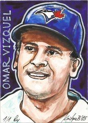 2015 OMAR VIZQUEL TBJ 1/1 MASTERPIECE ART SKETCH CARD ARTIST SIGNED