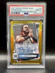 2025 Topps Chrome WWE – Autographs Jacob Fatu #100 Gold Refractor /50 (AU)