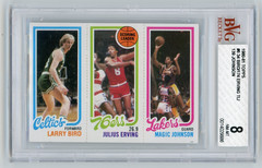 LARRY BIRD – MAGIC JOHNSON & Julius Erving Dr J 1980-81 Topps Rc BGS 8 BVG HOF
