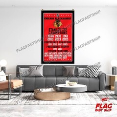 Chicago Blackhawks 3×5 FT Flag Man Cave Premium NHL Hockey Stanley Cup Champions