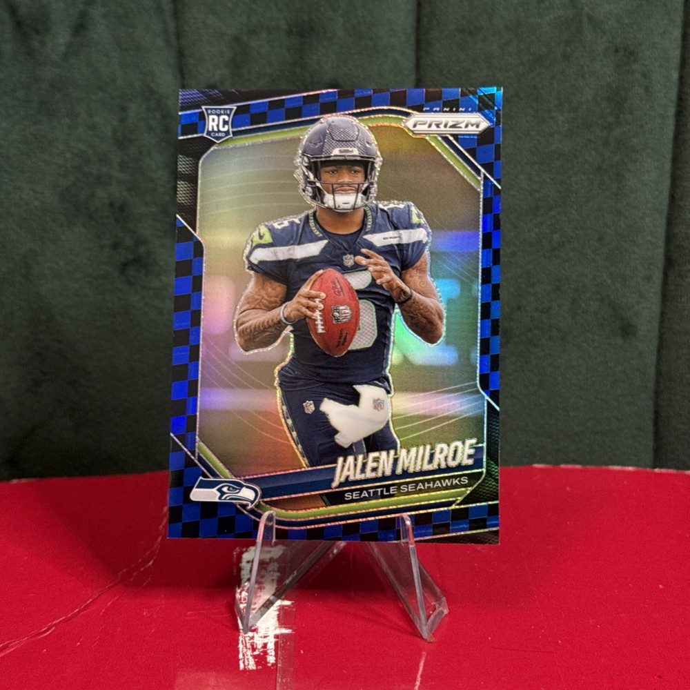2025 Panini Prizm – Rookies Jalen Milroe #317 Black & Blue Checker Prizm (RC)