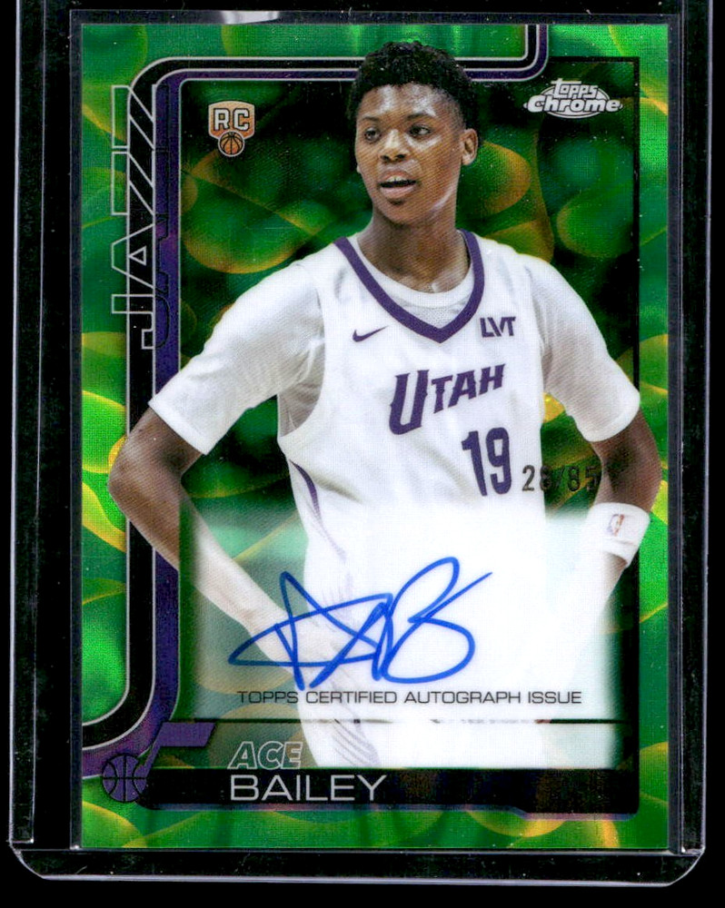 2025-26 Topps Chrome Green Yellow Lava Lamp Ace Bailey RC Rookie AUTO 28/85 Jazz