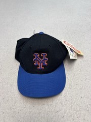 VTG New York Mets Hat Cap Snap Back One Size Black MLB Baseball American Needle
