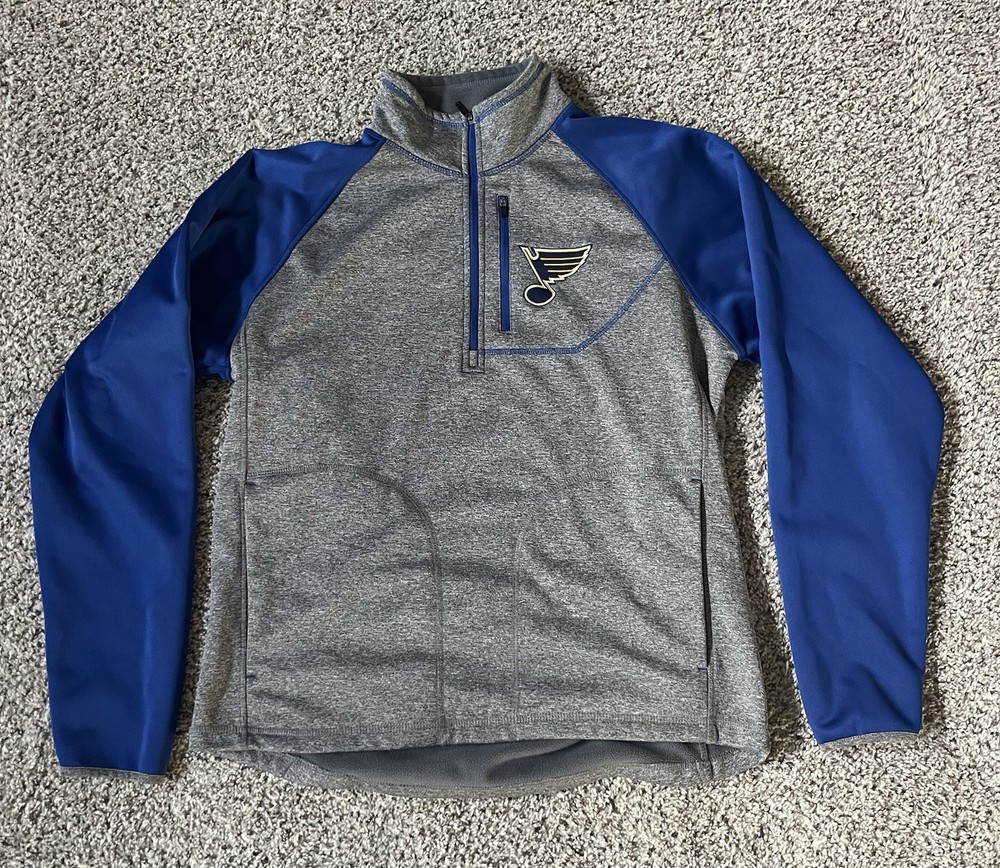 St. Louis Blues NHL G-III Men&rsquo;s Quarter-Zip Track Jacket Large Gray/Blue