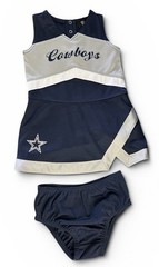NFL team apparel Cowboys Cheerleader Outfit Baby Girls Navy White 6 Pc Set 24 M