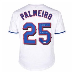 Rafael Palmeiro Signed 569hrs 3020 hits Inscription Texas White Shadow Numbers B