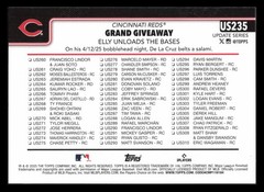 Elly De La Cruz Grand Giveaway 2025 Topps Update US235 Cincinnati Reds