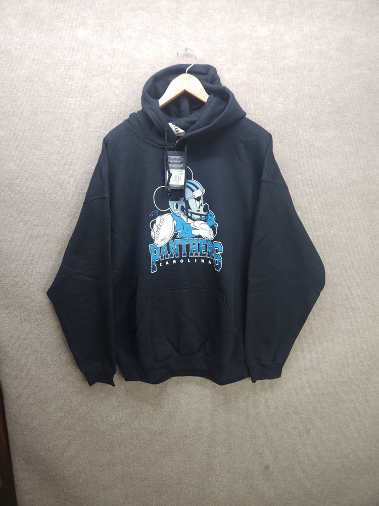 Carolina Panthers Mickey Mouse Hoodie Sweatshirt XL Adult NWT Junkfood NFL Black