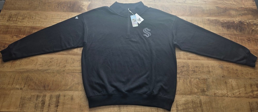 NEW Seattle Kraken Levelwear NHL 1/4 Zip Pullover Jacket, Black Mens LARGE NWT