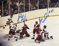 BUZZ SCHNEIDER & JOHN HARRINGTON SIGNED 8×10 PHOTO MIRACLE ON ICE AUTOGRAPH COA