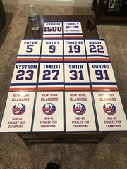 3 SIZES – New York Islanders Stanley Cup & Retired # DECAL Banner Set Man Cave